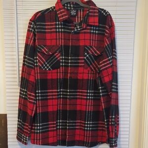 Original Deluxe Red and Black Plaid Casual Button Down Shirt